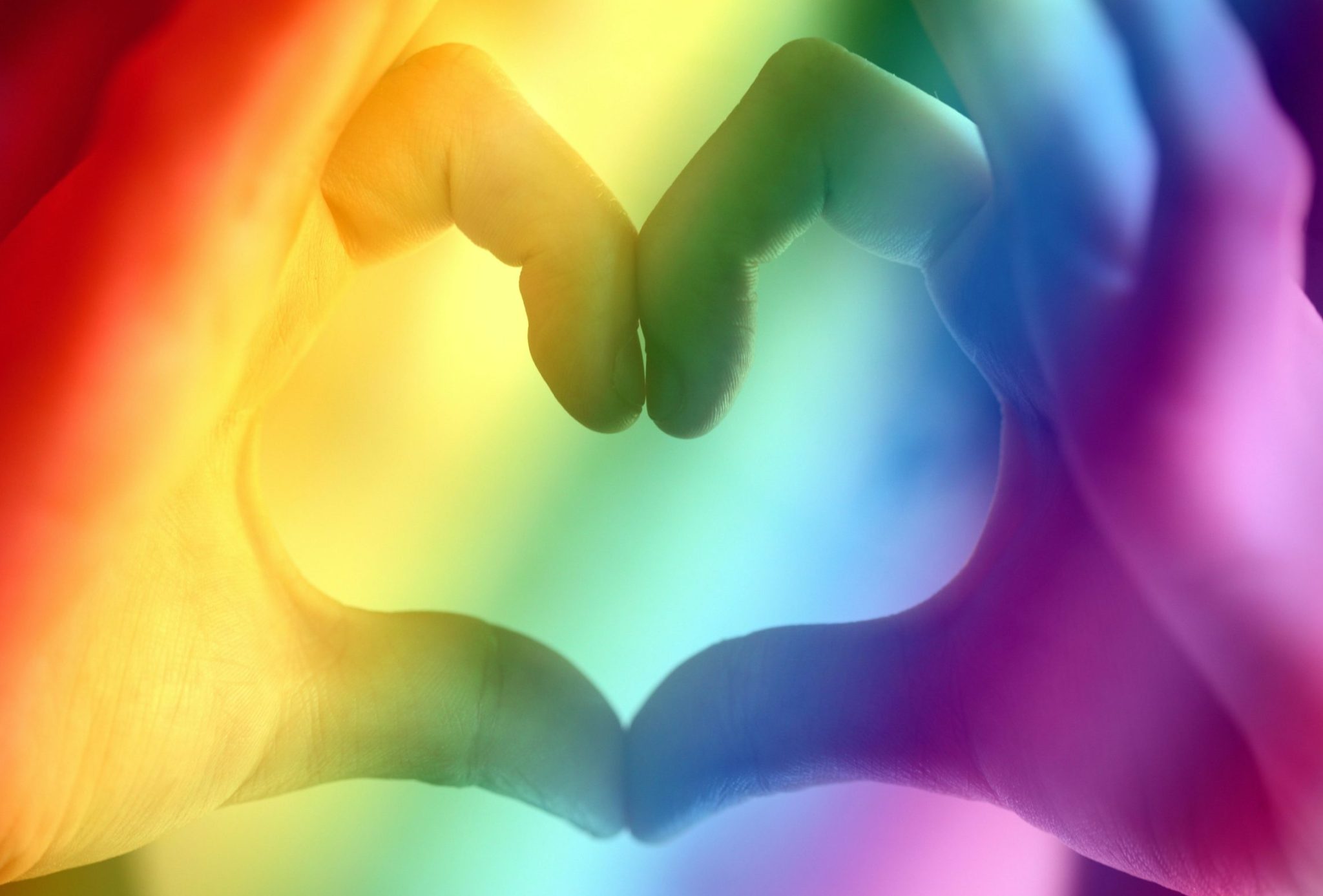 Rainbow heart hands