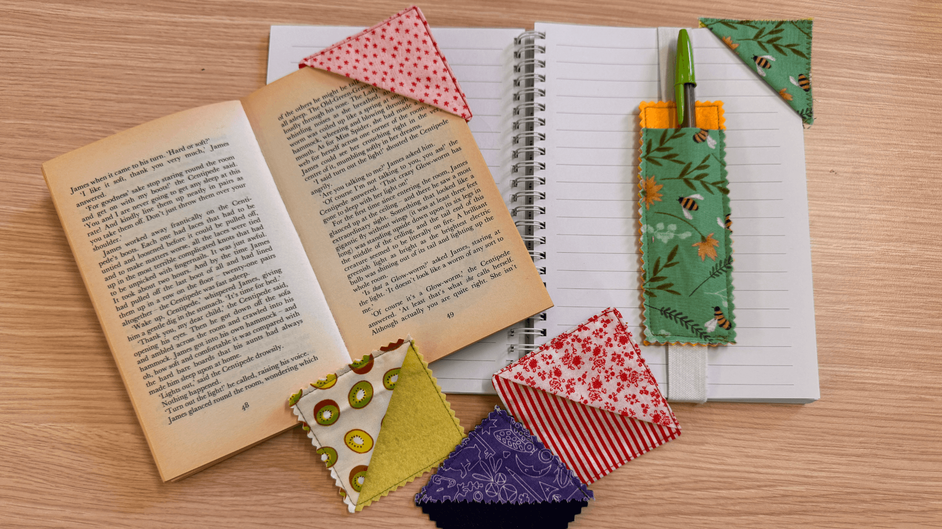 Fabric Book Marks - elastic and corner