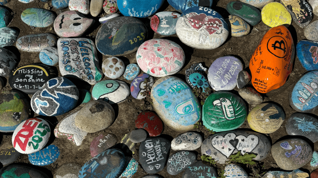 Community Painting Pebbles for Our Crafty Place Front Garden!