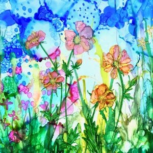Summer Meadow Alcohol Ink Artwork Totally Tangerine 